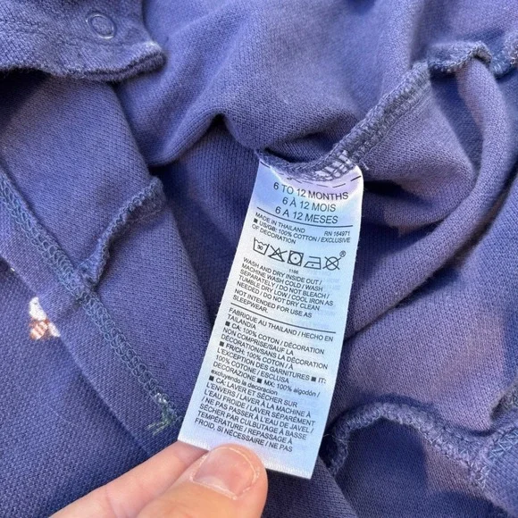 Janie and Jack Bug Romper Size 6-12M Navy Short Sleeve One Piece Spring Summer - Picture 9 of 10